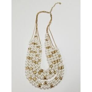 multistrand faux pearl goldtone 15" necklace with 3" extension n108*